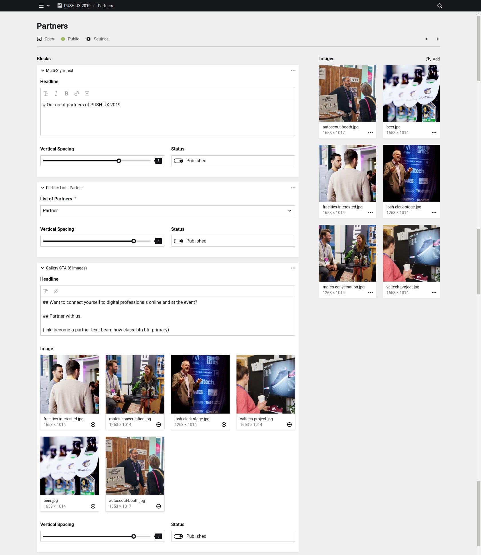 Backend screenshot of push-conference.com