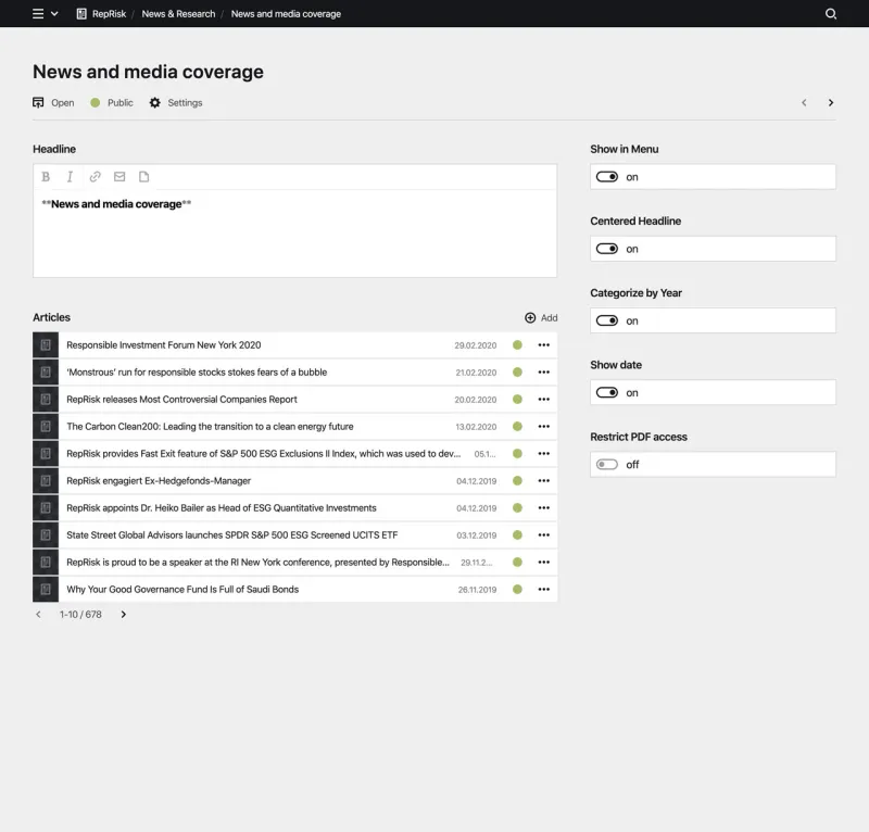 Panel screenshot of reprisk.com