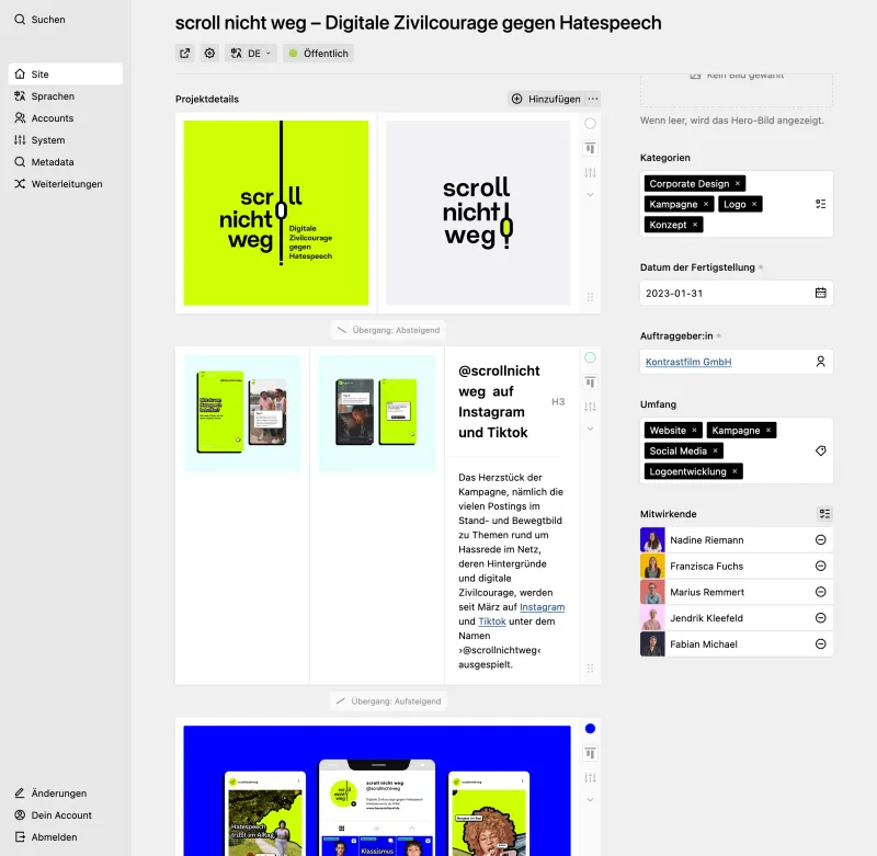 Backend screenshot of bessermitsenf.de