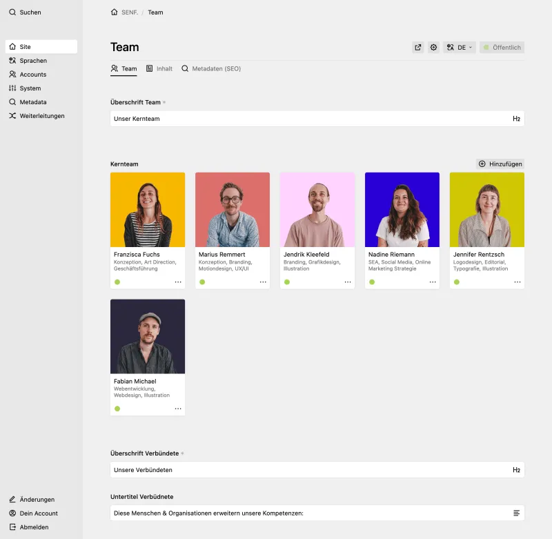 Backend screenshot of bessermitsenf.de