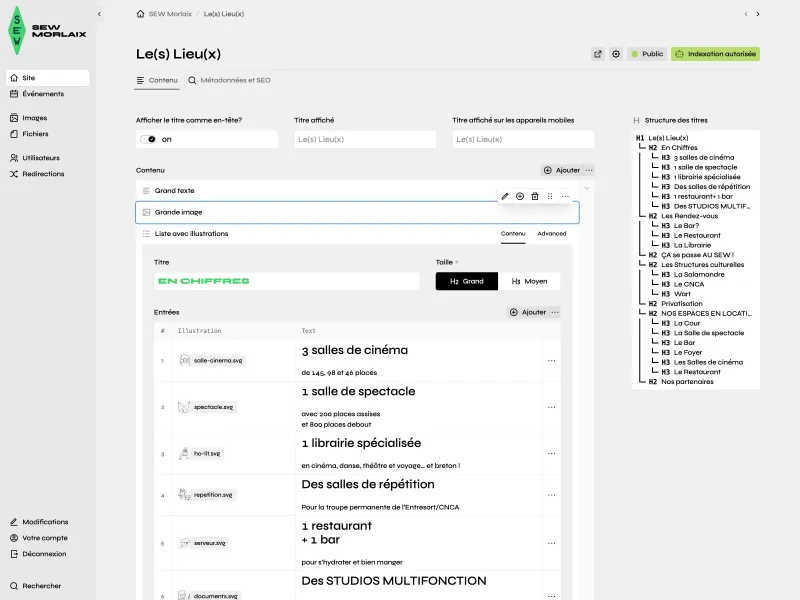 Backend screenshot of sew-morlaix.com