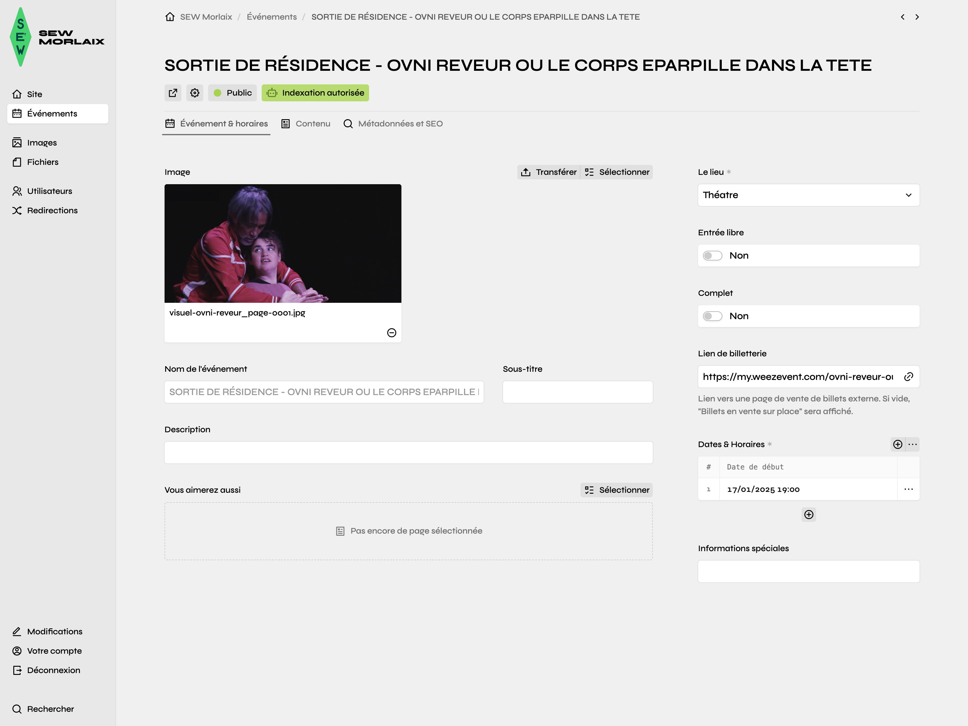 Backend screenshot of sew-morlaix.com