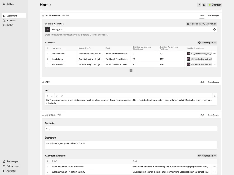 Backend screenshot of smart-transition.com