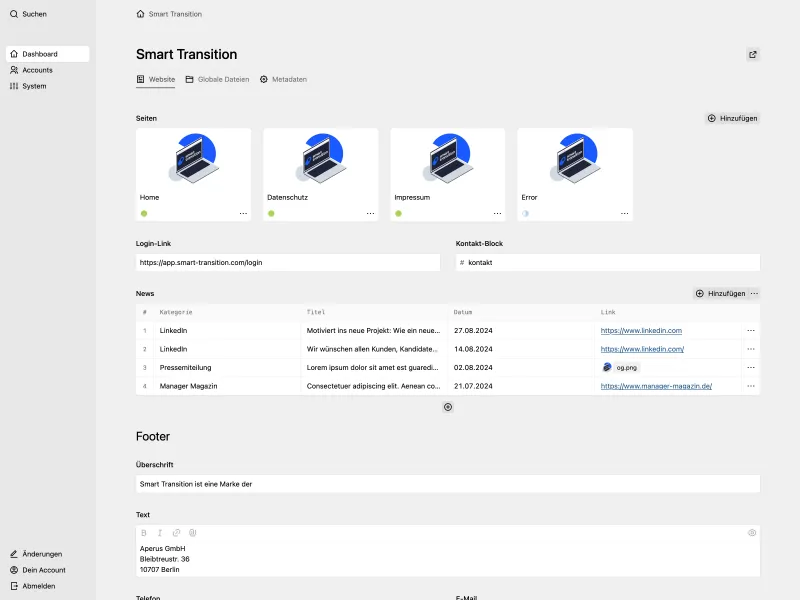 Backend screenshot of smart-transition.com