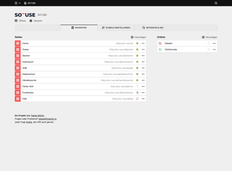 Backend screenshot of so-use.de