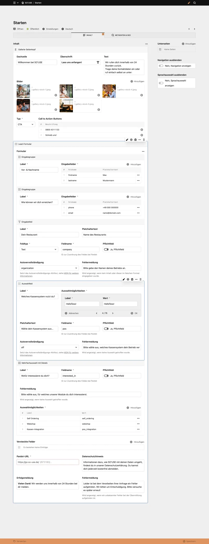 Backend screenshot of so-use.de