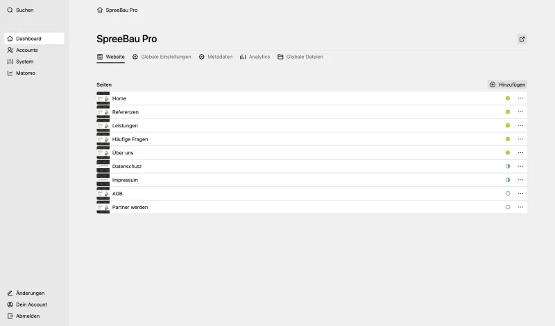 Backend screenshot of spreebaupro.de