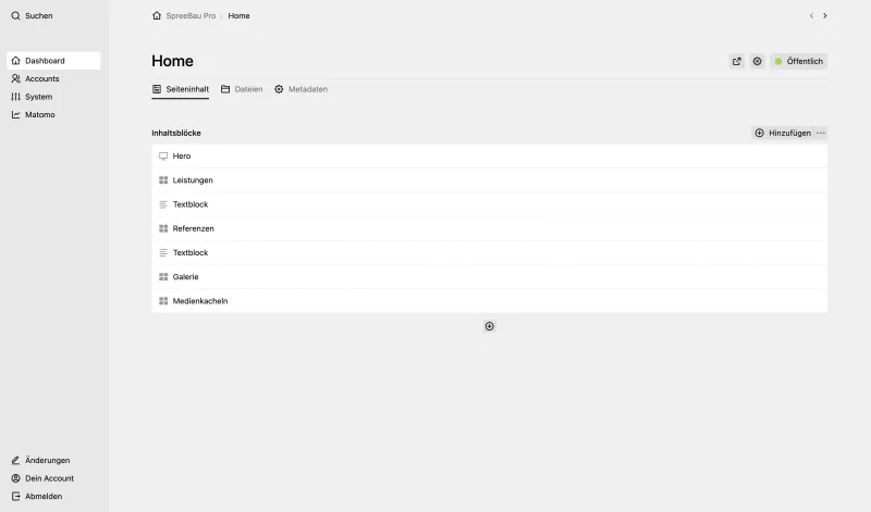 Backend screenshot of spreebaupro.de