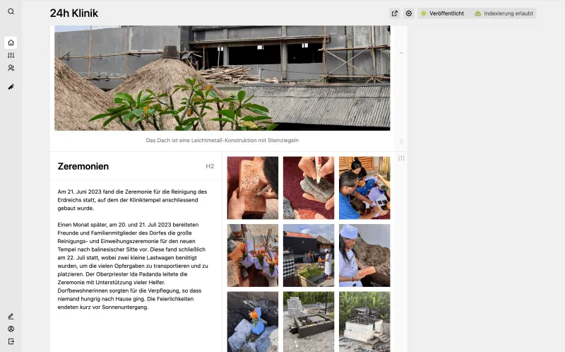Backend screenshot of starlightfoundation.ch