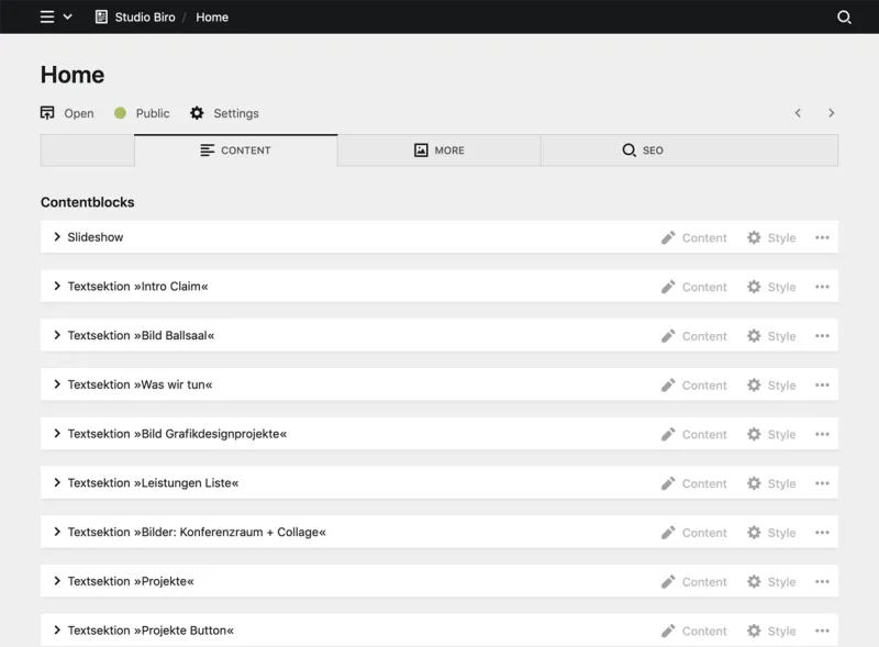 Panel screenshot of studio-biro.de