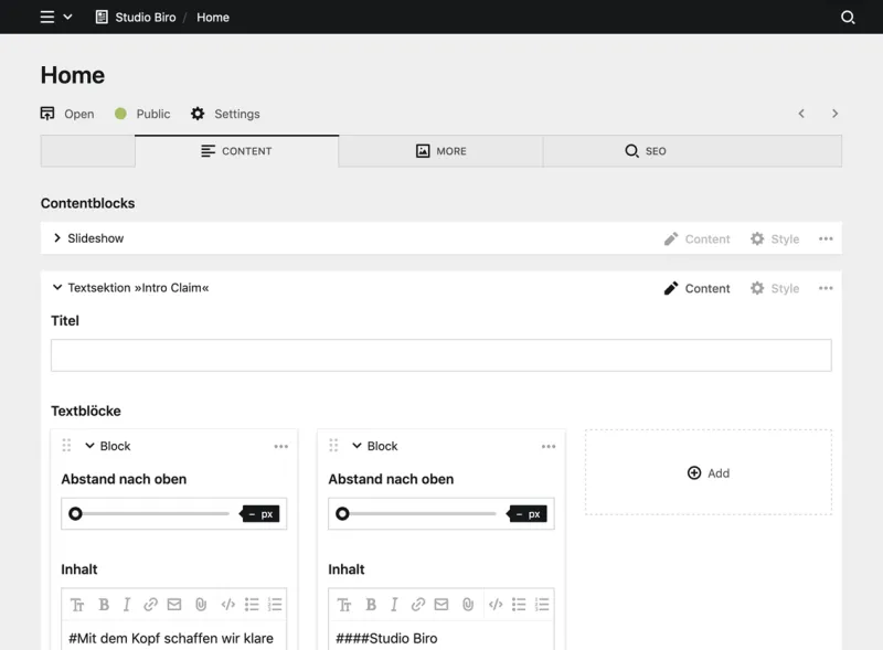 Panel screenshot of studio-biro.de