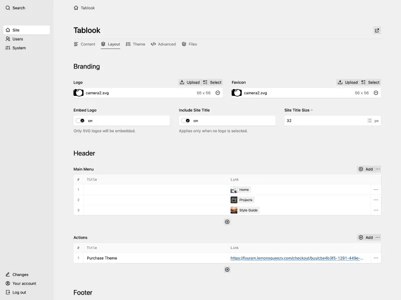 Backend screenshot of demo2.tablo.me