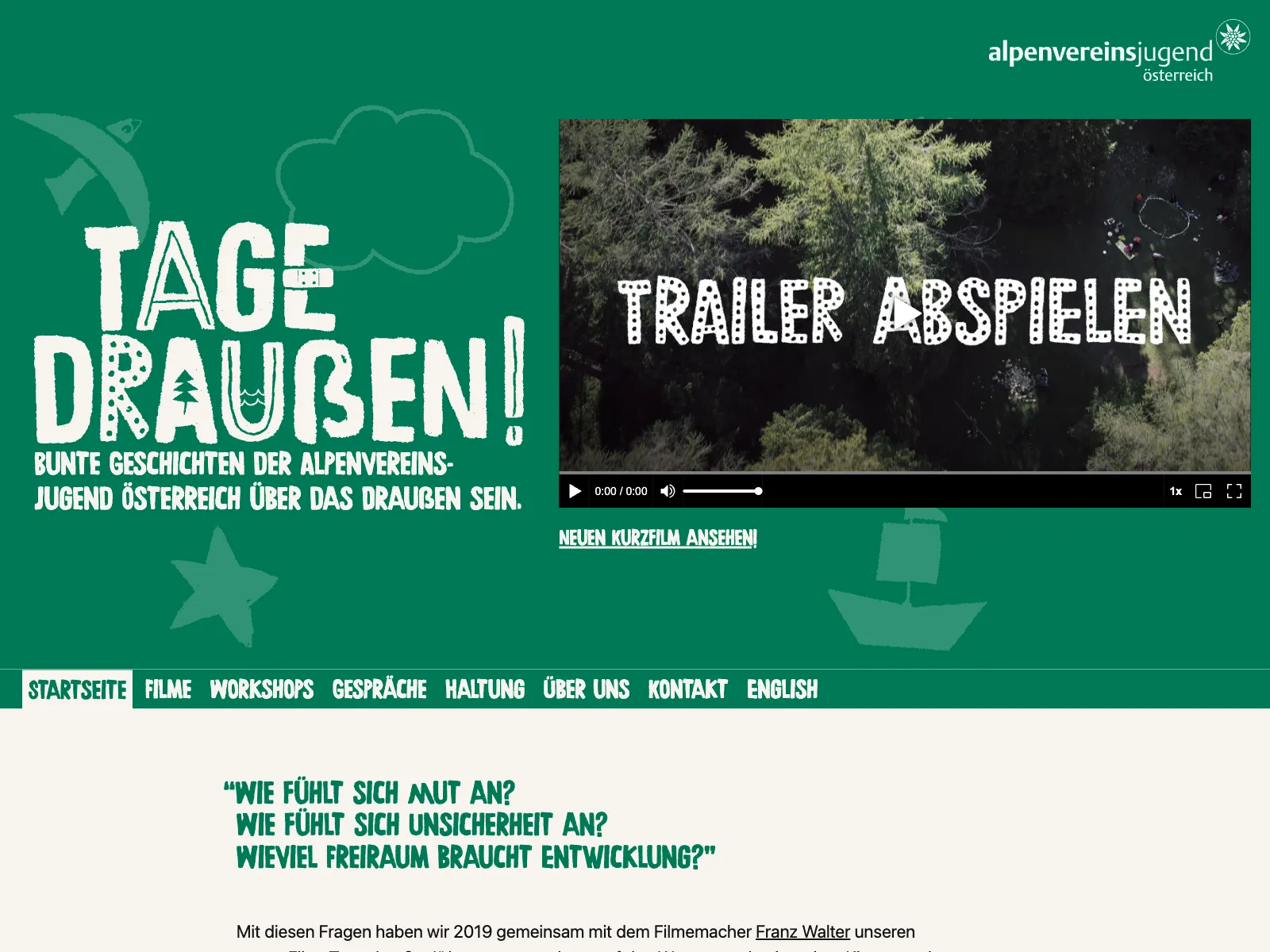 Frontend screenshot of tagedraussen.at