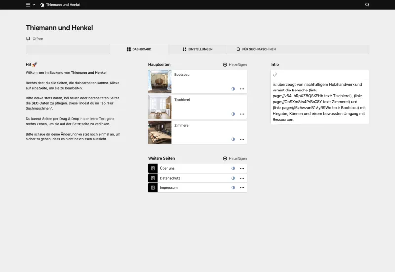 Backend screenshot of thiemannundhenkel.de