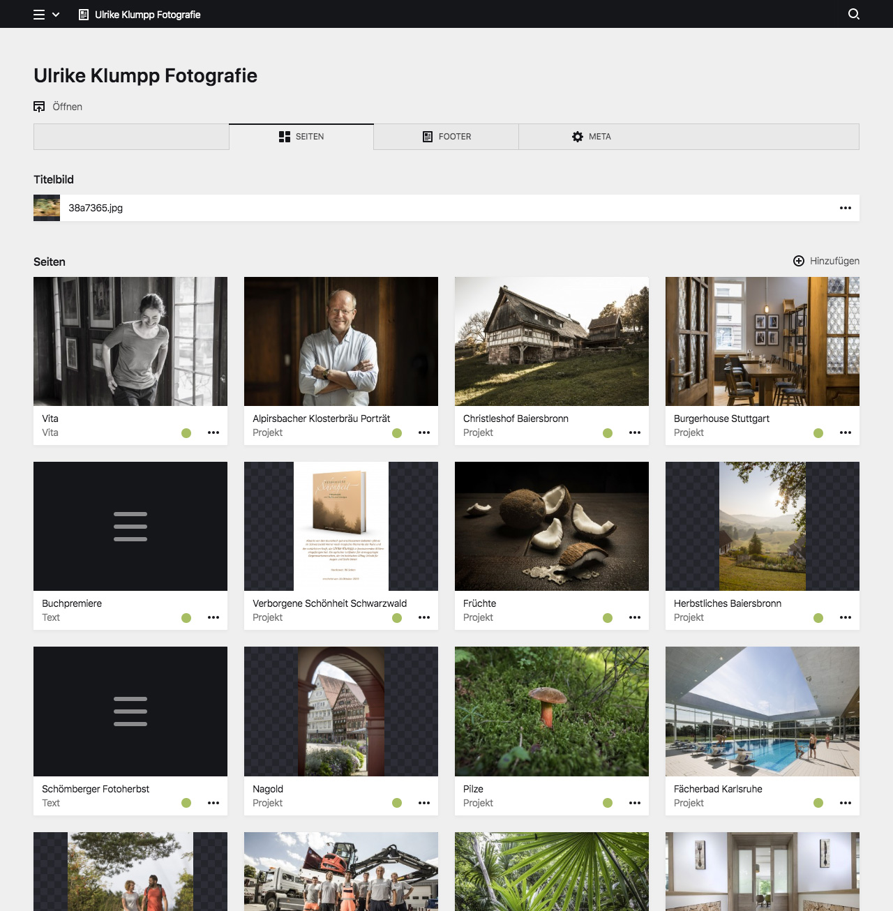 Backend screenshot of klumpp-fotografie.de
