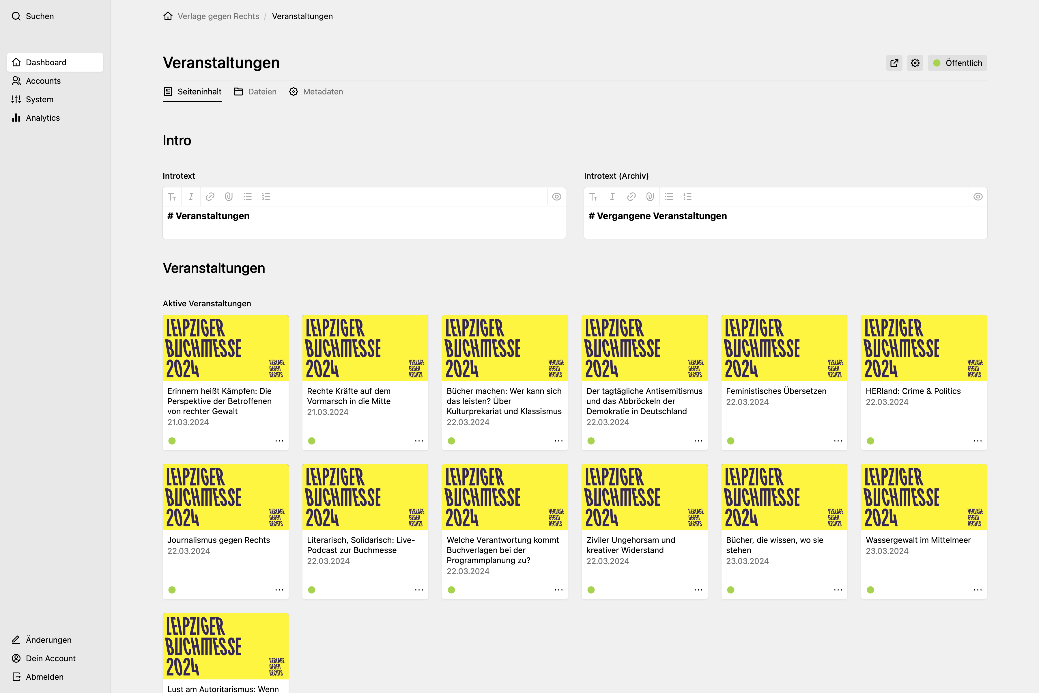 Backend screenshot of verlagegegenrechts.de