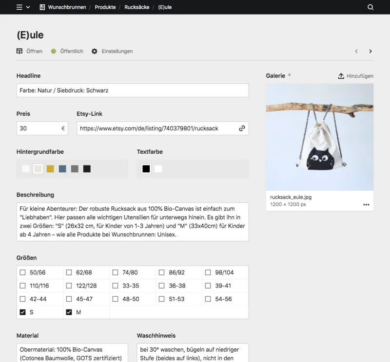 Panel screenshot of wunschbrunnen.org