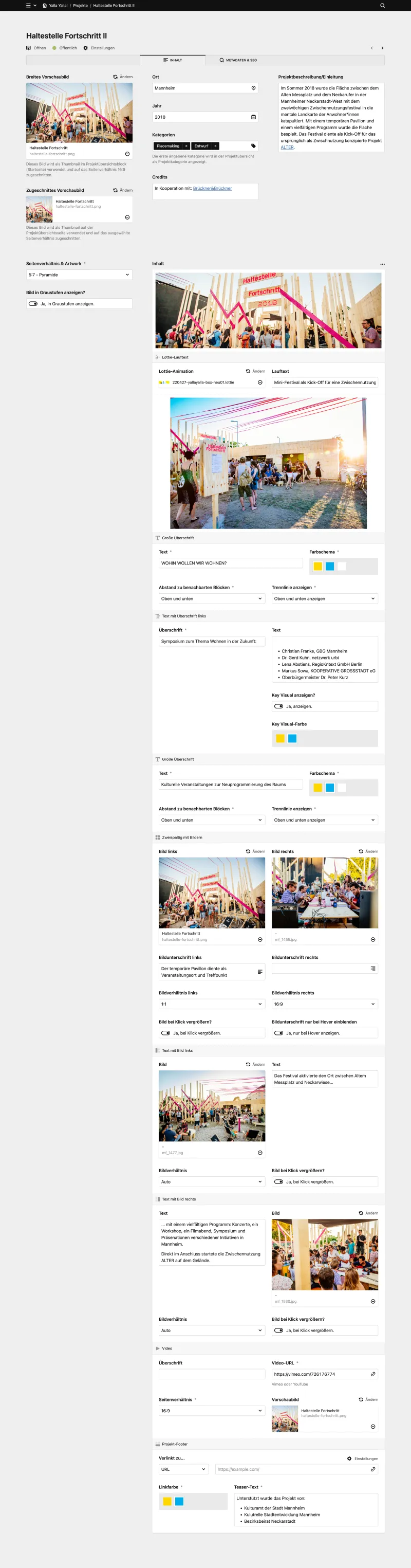 Backend screenshot of yallayalla.studio