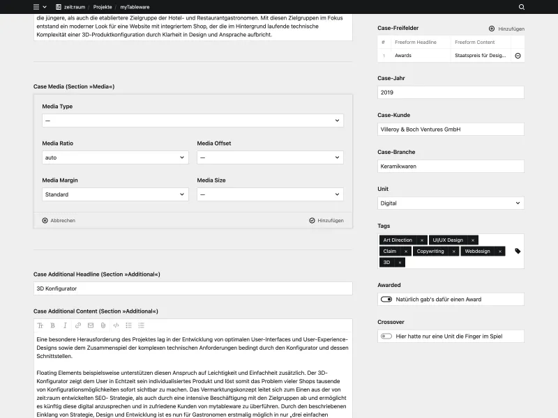 Backend screenshot of zeitraum.com