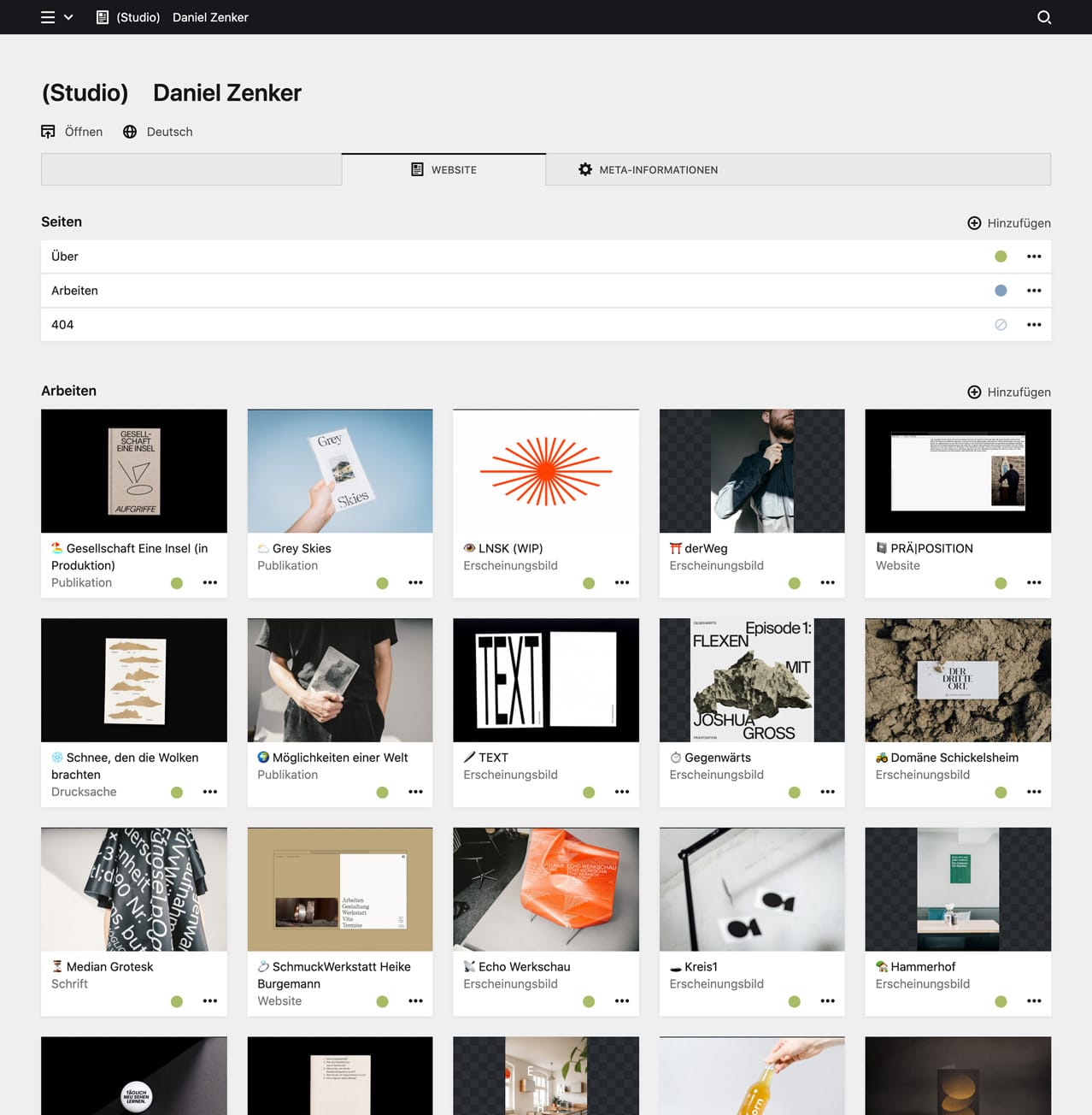 Backend screenshot of zenkerdaniel.de