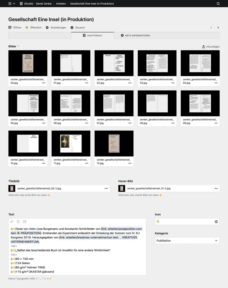 Backend screenshot of zenkerdaniel.de