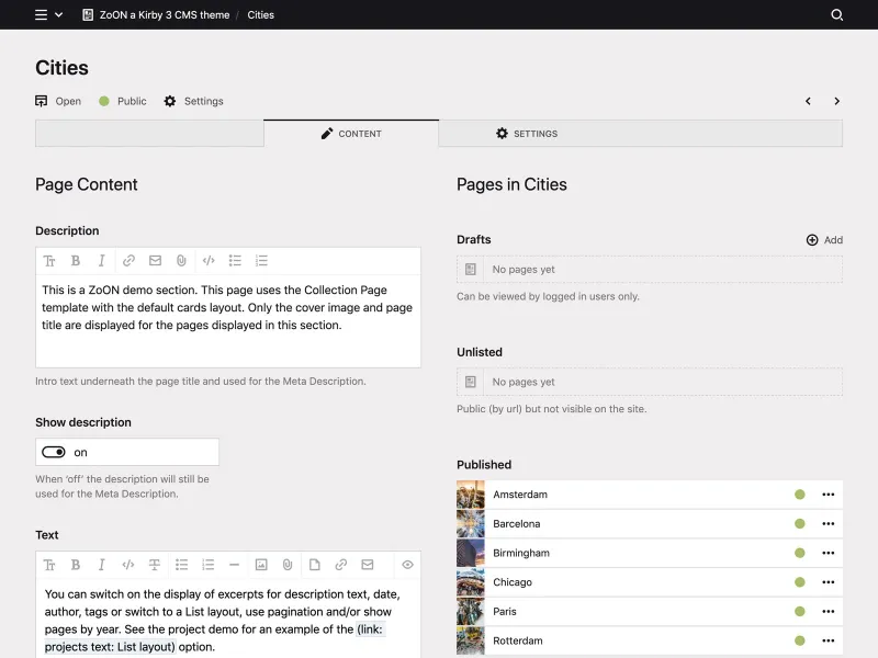 Backend screenshot of zoon.marcokoedam.com