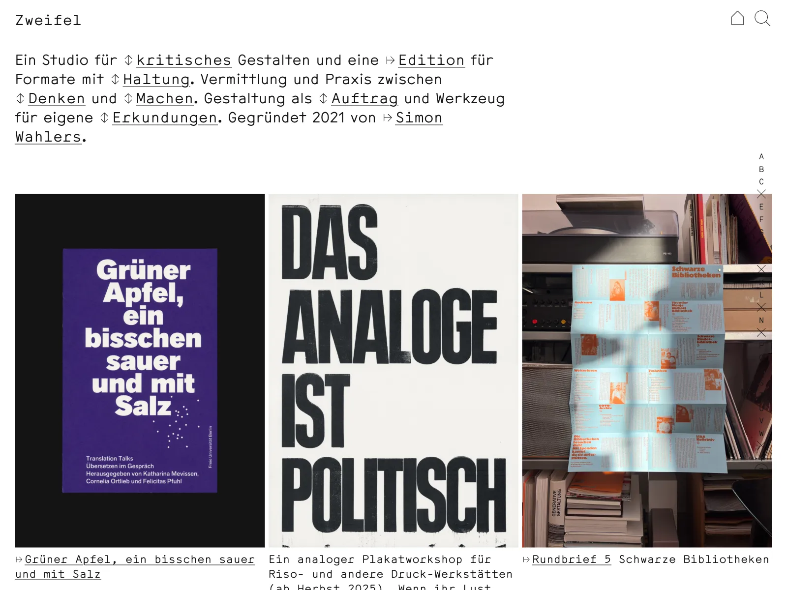 Frontend screenshot of zweifel.jetzt